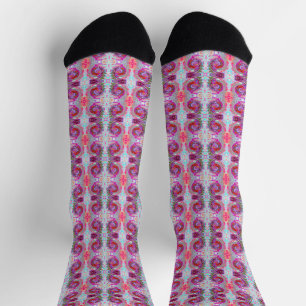 Calcetines Groovy Resumen Retro Pink caliente y Blue Swirl