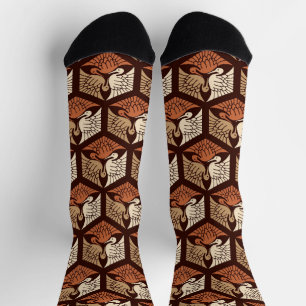 Calcetines Grullas japonesas, Tan, Rust y Chocolate Brown