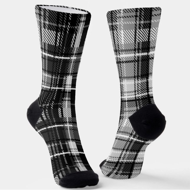 Calcetines Grunde Blanco Negro Flannel Tartán Diseño (Subido por el creador)