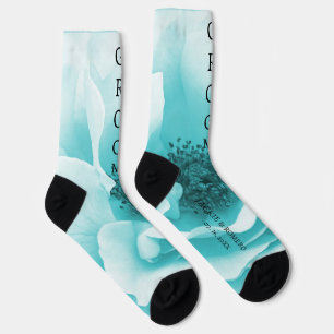 Calcetines GRUPO Personalizado Resumen Flores azules y blanca