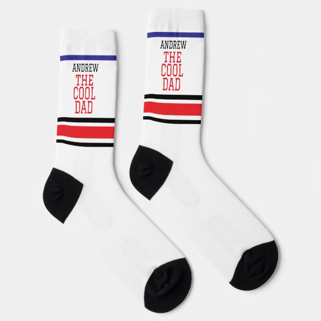 Calcetines Guay Dad Personalizado Blanco Azul Rojo (Derecha)