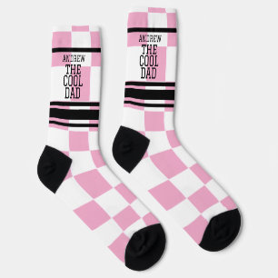 Calcetines Guay Dad personalizado de rosa a cuadros de verifi