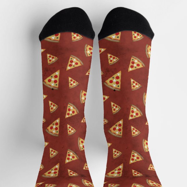 Calcetines Guay pizza slices vintage patrón rojo (Arriba)