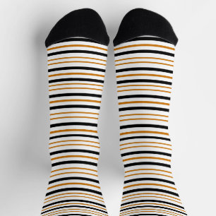 Calcetines Guay retro rayado negro y terracota