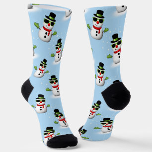 Calcetines Guay Snowman Navidades Patrón azul invernal