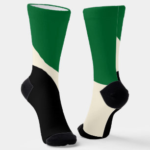 Calcetines Guerras simples 4 en verde, crema y negro