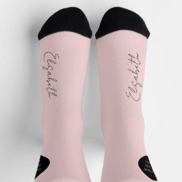 Calcetines Guión de nombre boda negro rosa personalizado