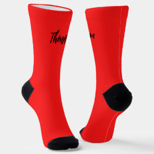 Calcetines Guión monogramado texto moderno negro y rojo