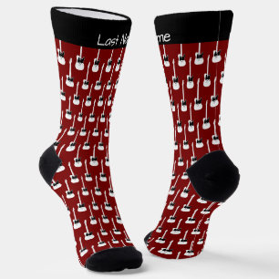 Calcetines Guitarra eléctrica personalizable con patrón en ro