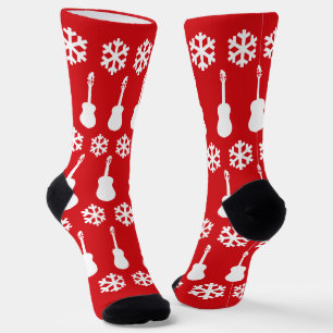 Calcetines Guitarras acústicas de Navidad y música de copos d