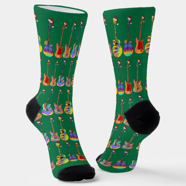 Calcetines Guitarrista Papá Verde Navidad (Angular)