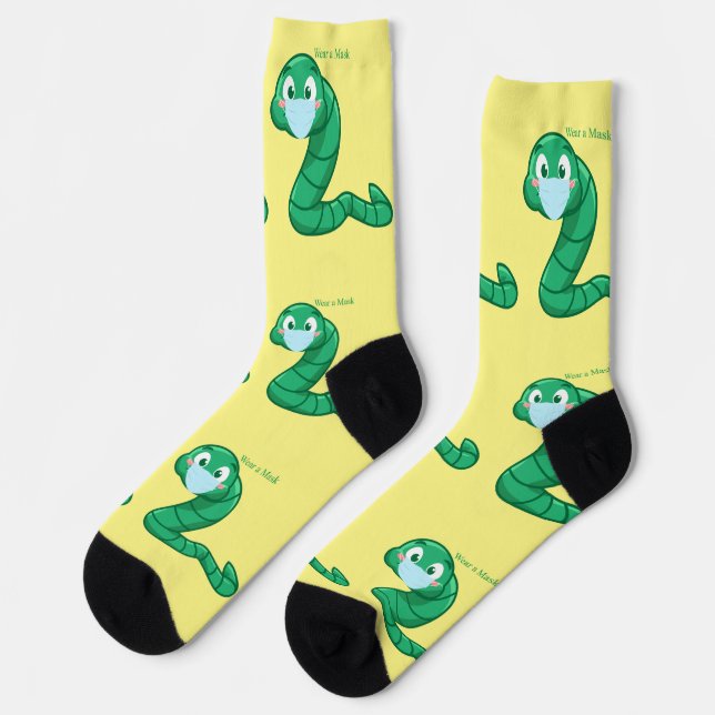 Calcetines Gusano Kawaii Verde Thunder_Cove (Izquierda)