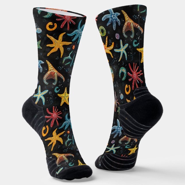 Calcetines Gusanos del mar y estrellas Patrón de dibujo de al (Angular)