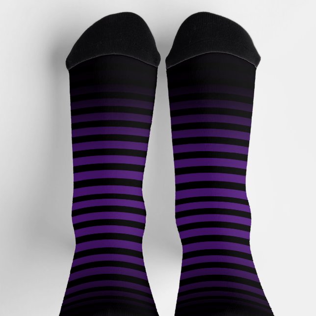 Calcetines Halloween Black purple horizontal stripes ombre (Arriba)
