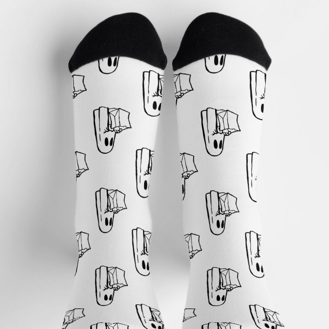 Calcetines Halloween, Blanco Fantasma, Truco O Trato, Boo (Arriba)