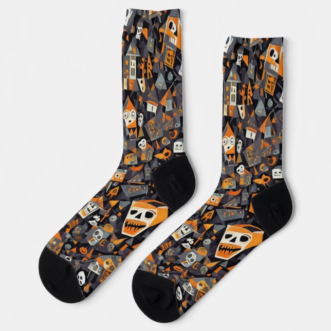 Calcetines Halloween cubista (Izquierda)