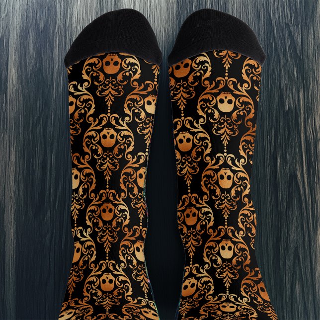 Calcetines Halloween de Skull Damask (Subido por el creador)