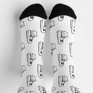 Calcetines Halloween, Fantasma Blanco Lindo, Truco o Trato, B