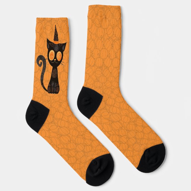 Calcetines Halloween/gato/calabaza/otoño (Derecha)