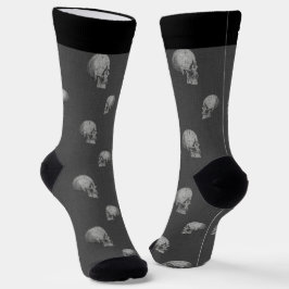 Calcetines Halloween Gris y Black Skull personalizado