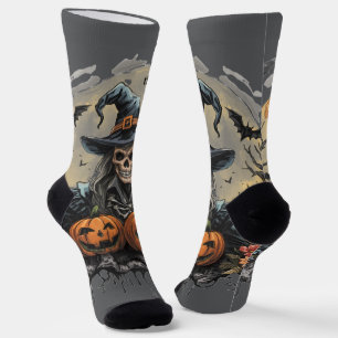 Calcetines Halloween,Guardián de las Calabazas, Cráneo, Calab