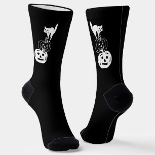 Calcetines Halloween, lindo linterna de calabaza de gato fant