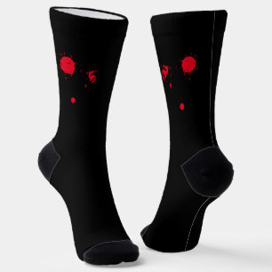 Calcetines Halloween negro asustado con sangre roja