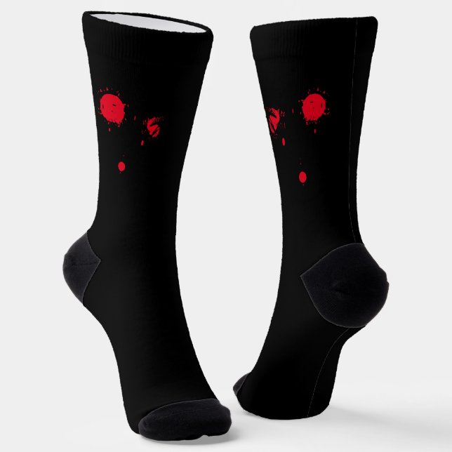 Calcetines Halloween negro asustado con sangre roja (Angular)