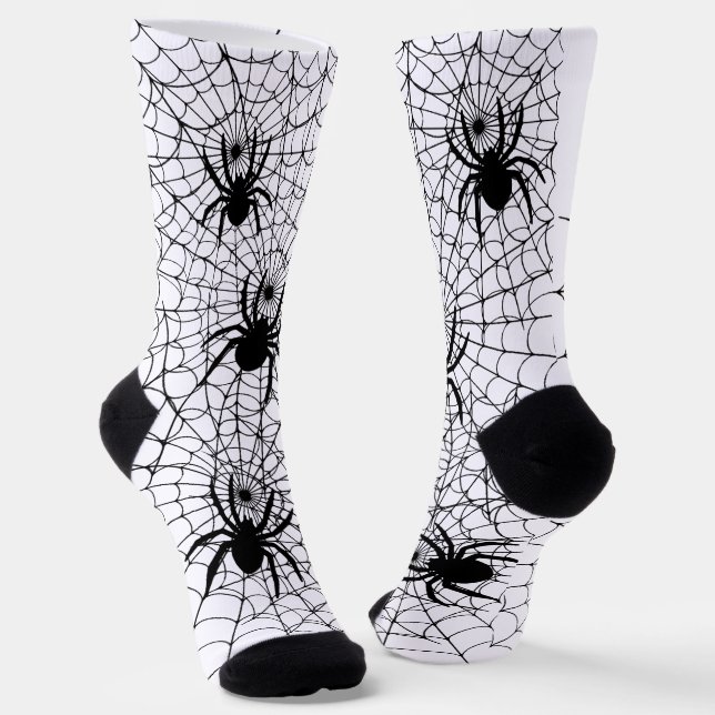 Calcetines Halloween Spiders and Spiderwebs Creepy Pattern (Angular)