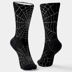 Calcetines Halloween Spooky Spider Web Black and White