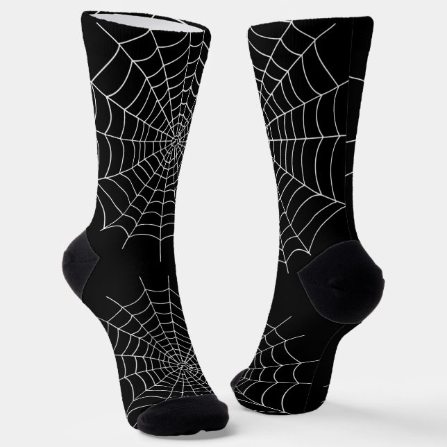 Calcetines Halloween Spooky Spider Web Black and White (Angular)