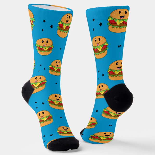 Calcetines Hamburguesa Cute Fast Food Pattern (Angular)