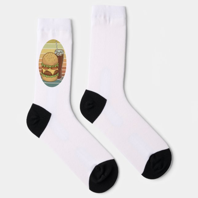 Calcetines Hamburguesa retro y cola. (Derecha)