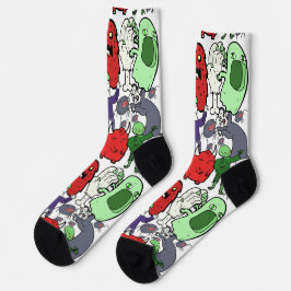 Calcetines Hand drawn Ghost cartoon Modern artwork white red