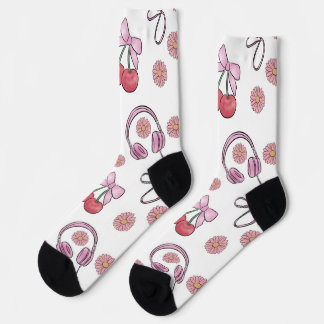 Calcetines Hand-drawn Pink Girly Elements Seamless Pattern