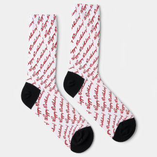 Calcetines Happy Birthday! Dark Red Script