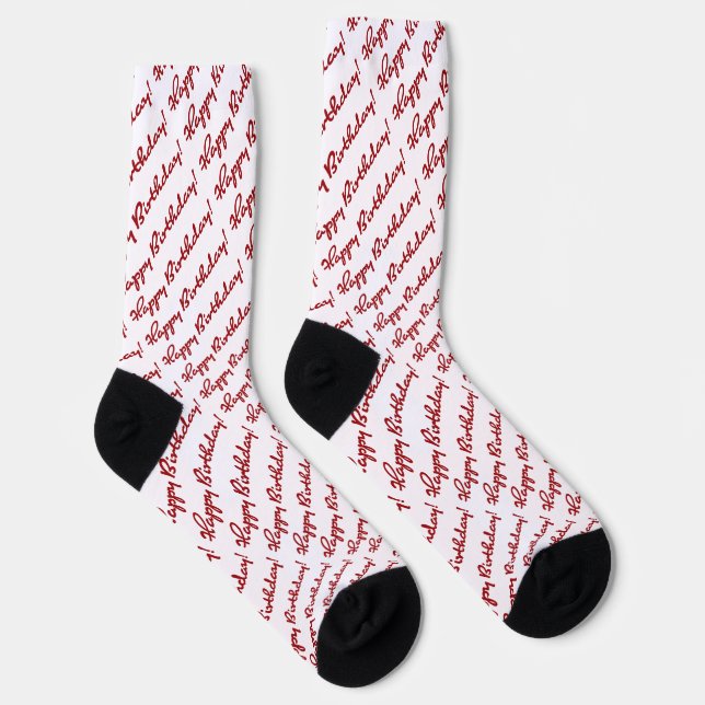Calcetines Happy Birthday! Dark Red Script (Derecha)