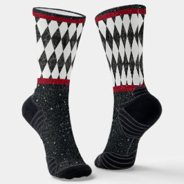 Calcetines Harlequin rojo blanco negro clásico Diamond Argyle