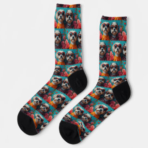Calcetines Havanese con Corazón Rosas Día de San Valentín