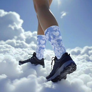 Calcetines Heart Cloud Sky Cute Modern Blue Custom Wedding