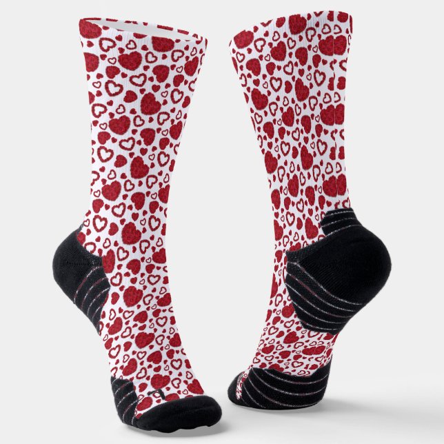 Calcetines Hearts Red Roses Pattern Minimalist Valentine's (Angular)