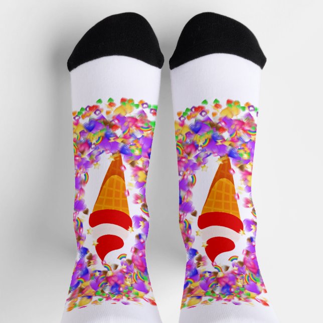 Calcetines Helado de Torbellino de Confeti de Arcoíris (Arriba)