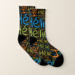 Calcetines Helie<br><div class="desc">Helie. Show and wear this popular beautiful male first name designed as colorful wordcloud made of horizontal and vertical cursive hand lettering typography in different sizes and adorable fresh colors. Wear your positive french name or show the world whom you love or adore. Merch with this soft text artwork is...</div>