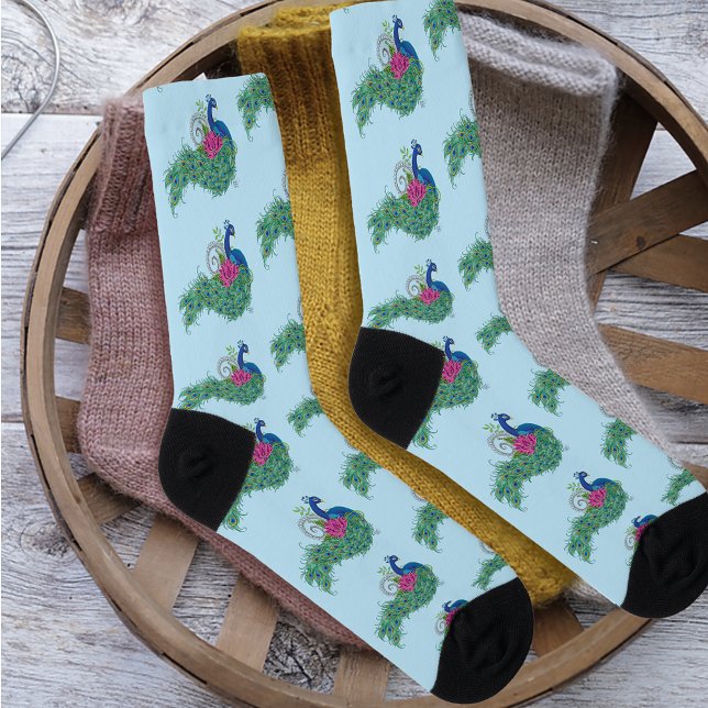 Calcetines Henna de flor de Lotus azul Peacock (Subido por el creador)
