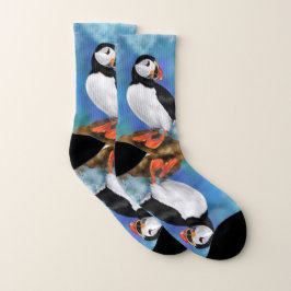 Calcetines Hermosa pintura de pájaros de la merluza atlántica