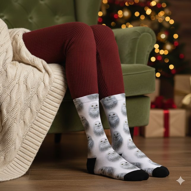 Calcetines Hermosa, soñadora y serena lechuza (Snowy Owls Crew Socks Cover Photo)