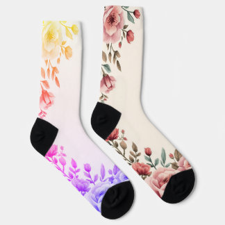 Calcetines Hermosas flores de boda en un par de desparejados