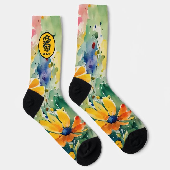 Calcetines Hermosas flores y Rosas (Derecha)
