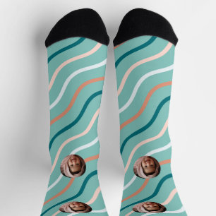 Calcetines Hermosas líneas curvadas Herringbone Green