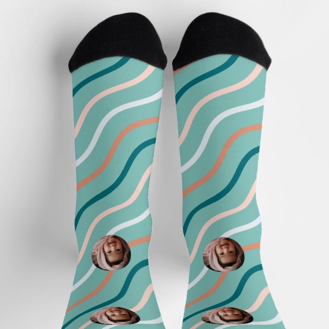 Calcetines Hermosas líneas curvadas Herringbone Green (Arriba)